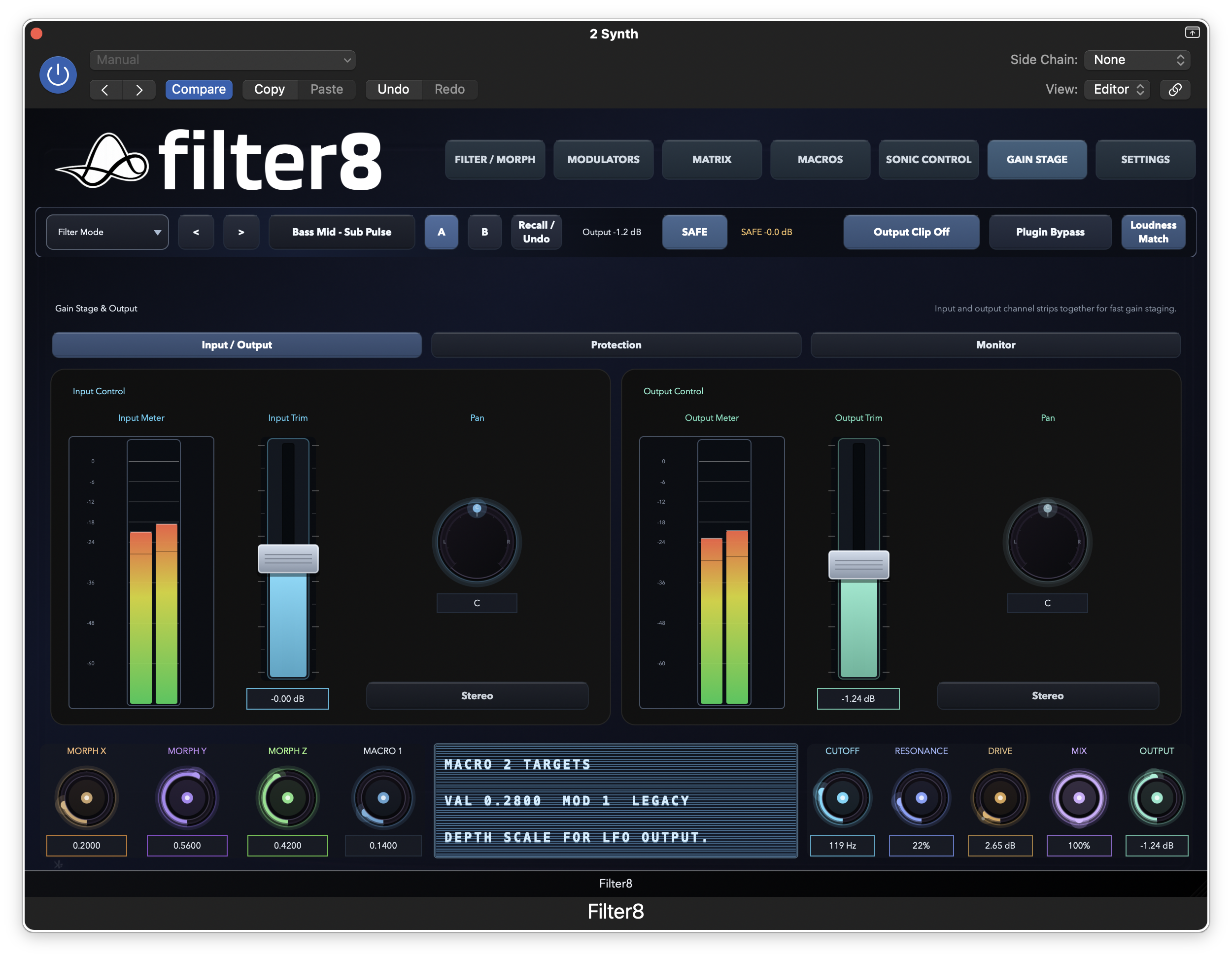 Filter8 gain stage page
