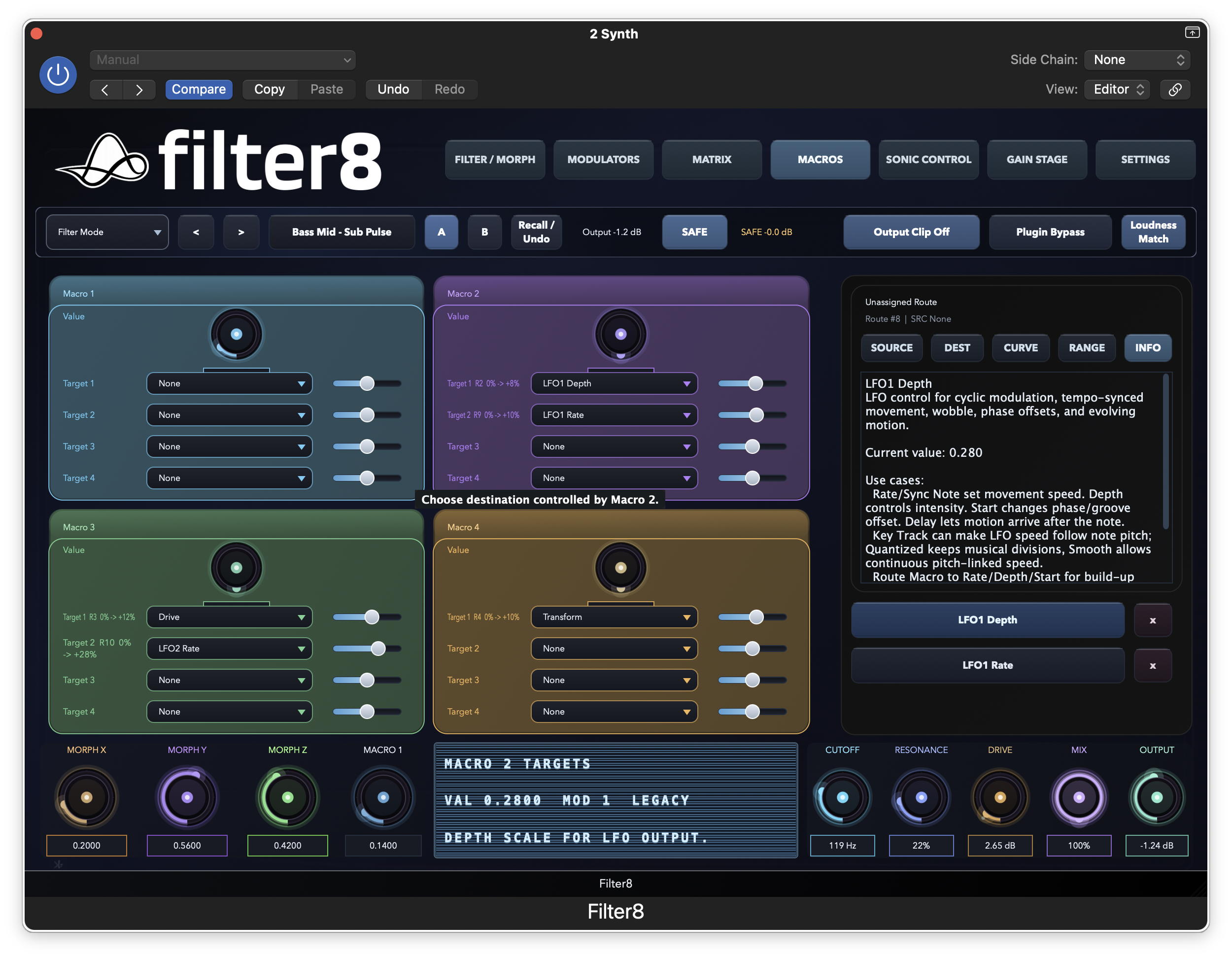 Filter8 macro assignment page