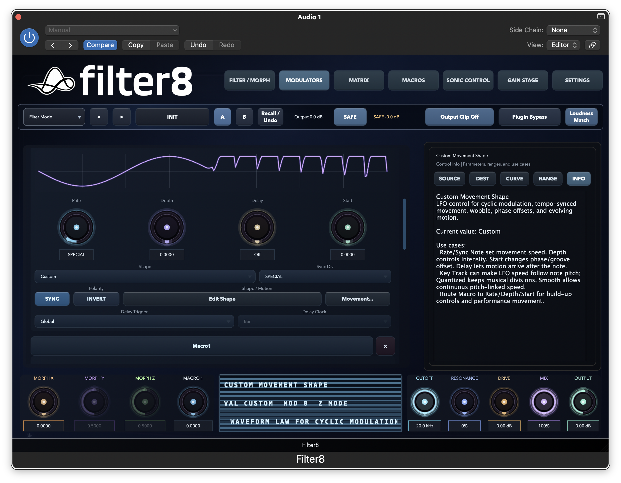 Filter8 custom shape editor