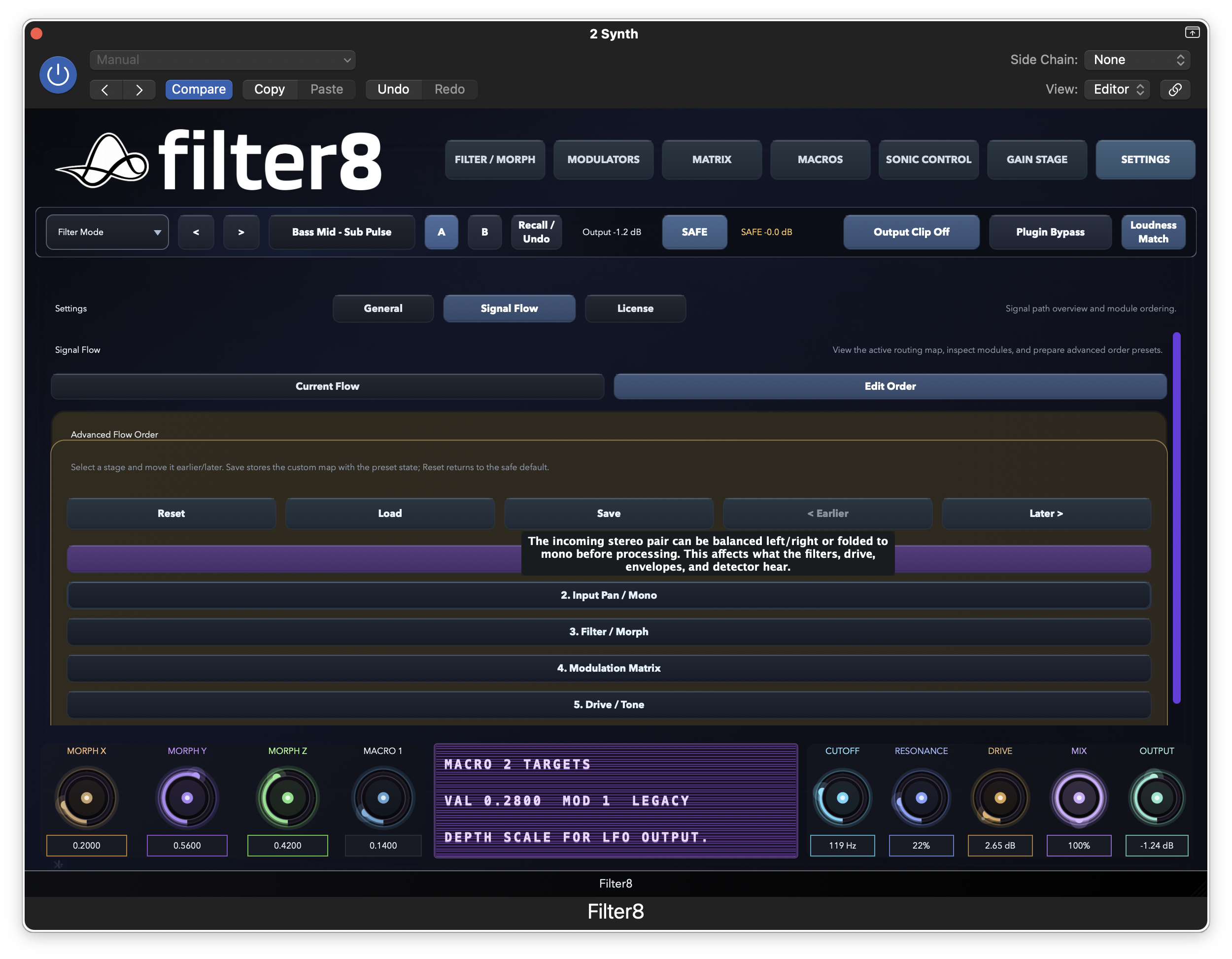 Filter8 signal flow view