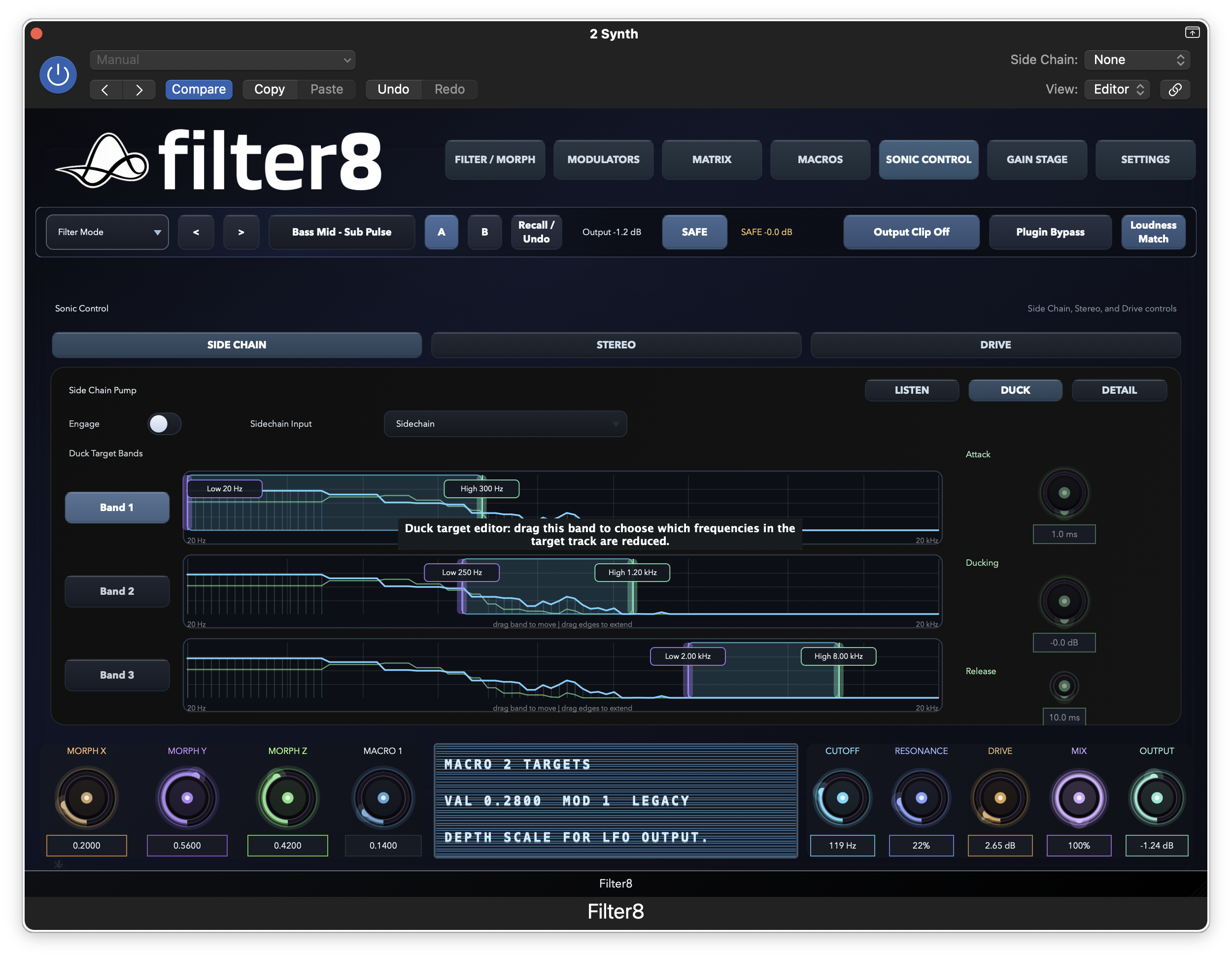 Filter8 sidechain controls