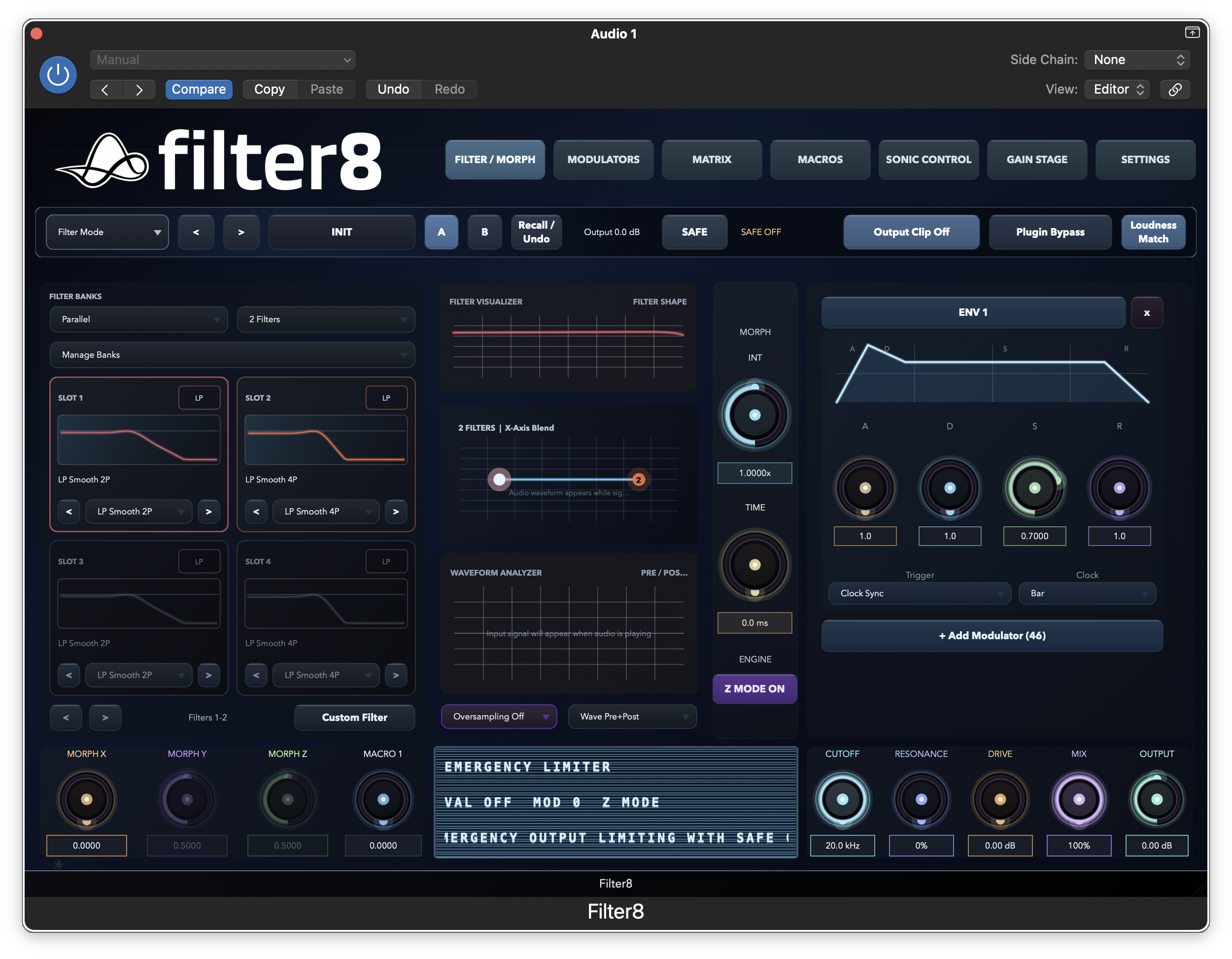 Filter model lower menu